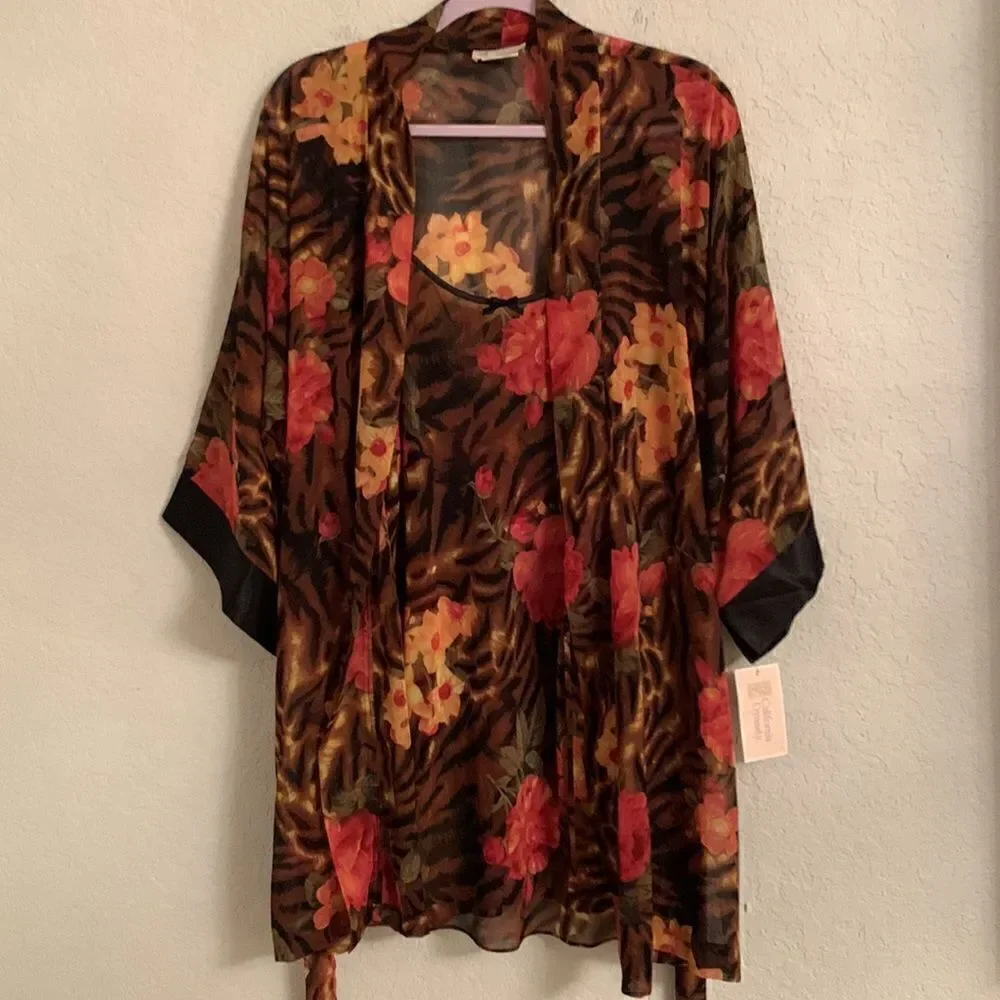 NWT California Dynasty Intimates FloralTwo Piece Set Size L